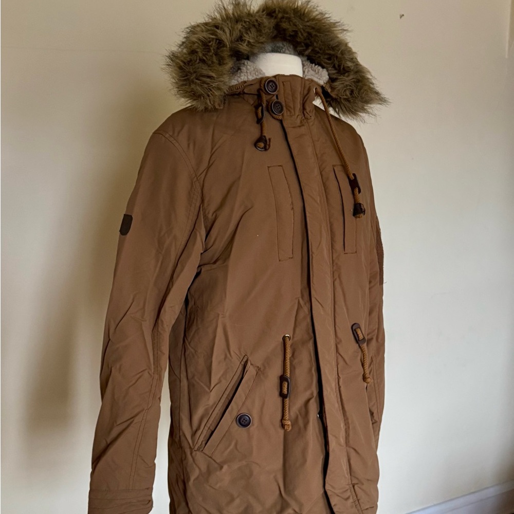 Men's SoulStar Tan Parka with Faux Fur Hood